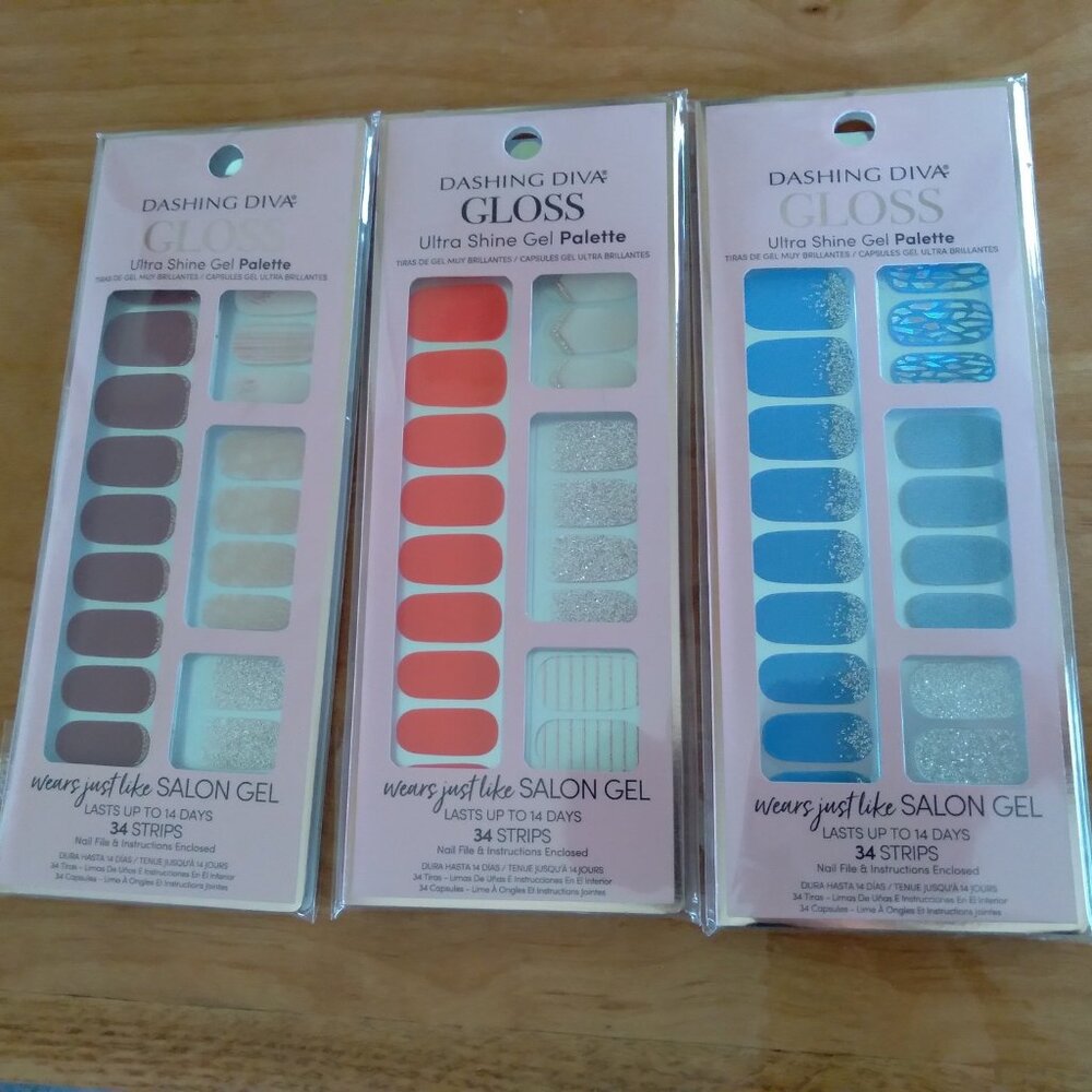 3 packs of Dashing Diva nail strips.  Like Color Street & Incoco